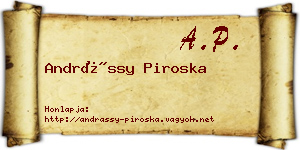 Andrássy Piroska névjegykártya