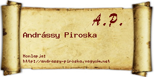 Andrássy Piroska névjegykártya